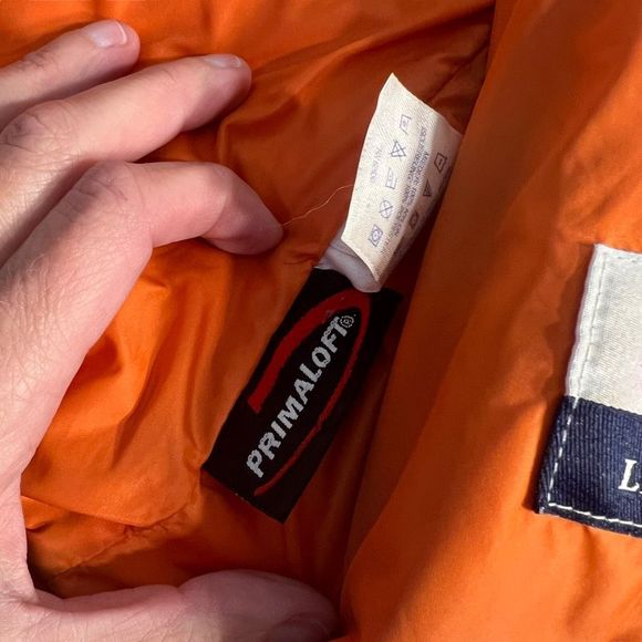 Lands’ End Boy’s Puffer Jacket Boy’s Size Large 6X / 7 Dark Blue Orange Full Zip - Picture 8 of 13